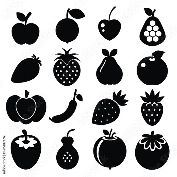 Fototapeta A set of fruits icon vector illustration