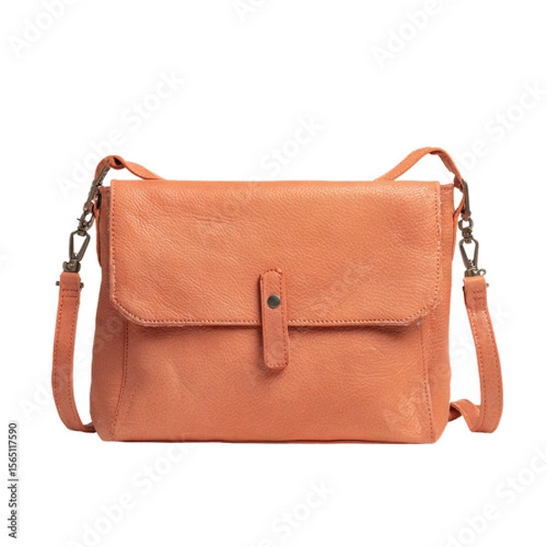 Obraz Fold-over crossbody bag with magnetic snap. Isolated white background. Png format