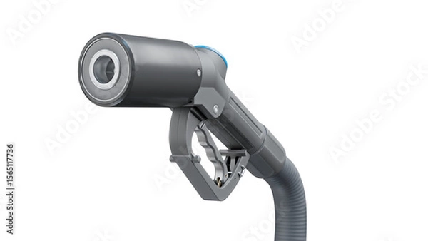 Fototapeta Hydrogen nozzle isolated transparent background. Fueling dispenser engineered to efficiently deliver hydrogen gas into vehicles. 3D illustration