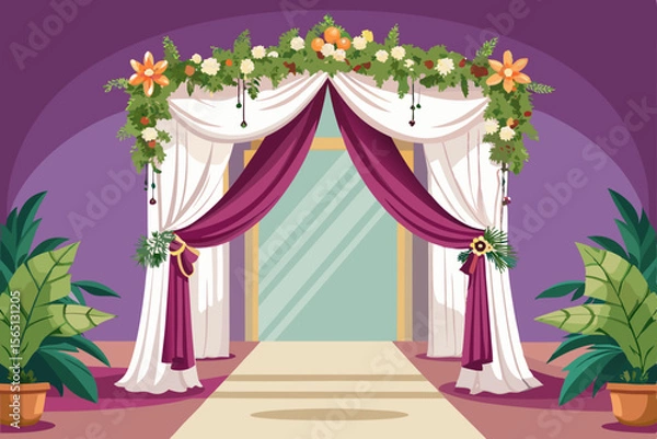 Obraz Velvet red drapes adorn a luxurious interior, evoking a grand theater or a captivating circus show