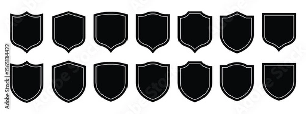 Fototapeta Shield vector set line black vector design illustrator, Collection of protect shield, Vector security shield badge, Knight award contours and linear signs Heraldic shield 