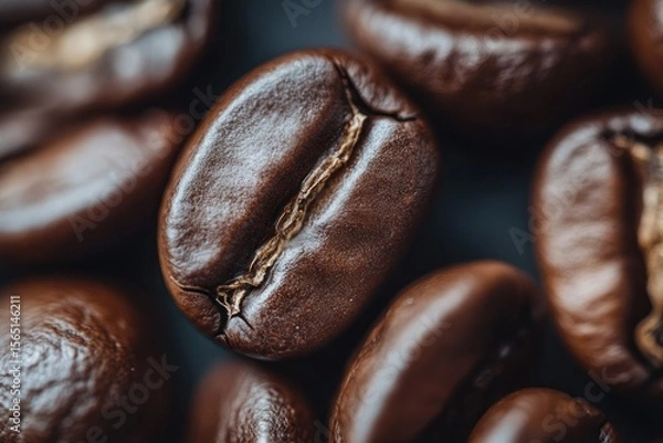 Fototapeta Coffee beans. Coffee beans close-up. Cocoa beans on dark background