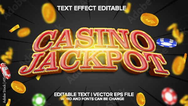Obraz text effect casino vector editable