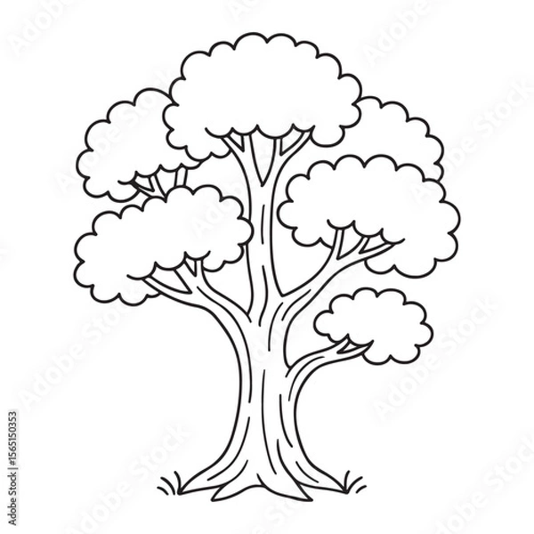 Fototapeta Simple line drawing of a majestic tree, perfect for children's books or educational resources.