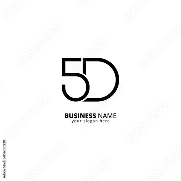 Obraz Bold 5D Monogram Logo, Modern Typography Design.