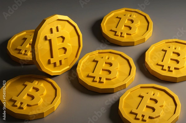 Obraz 3d render bitcoin