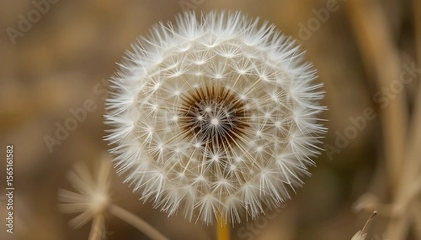 Fototapeta Macro Shot of Dry Dandelion: Delicate Seed Head Captured in Stunning Detail