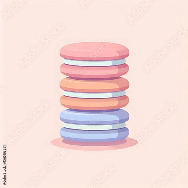 Fototapeta flat cartoon macaron stack in pastel color palette, clean and minimal

