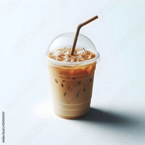 Fototapeta ice coffee isolated on white background - clipping paths