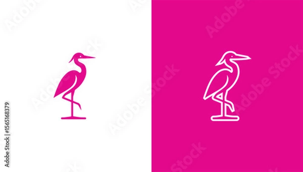 Fototapeta Crane bird silhouette logo in minimalist vector style, generative ai