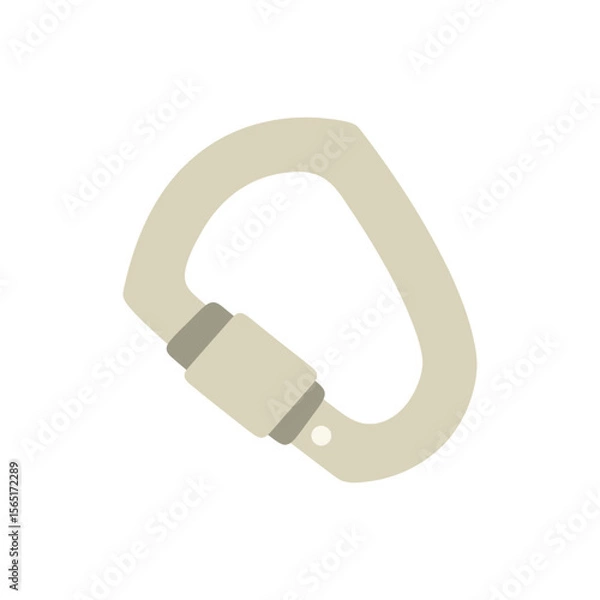 Obraz Carabiner Locking Clip Gear. Flat style illustration of climbing carabiner tool with secure locking element on clean background.