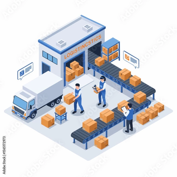 Obraz isometric Warehouse Logistics Scene