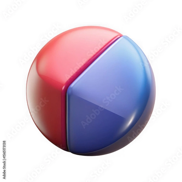 Obraz Red blue segmented sphere glossy