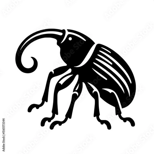 Fototapeta Black and White Vector of a Weevil Silhouette