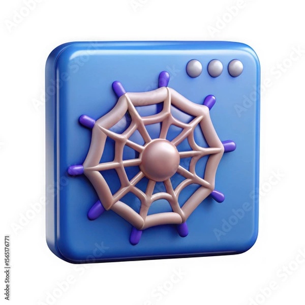 Obraz Blue square with spider web design icon