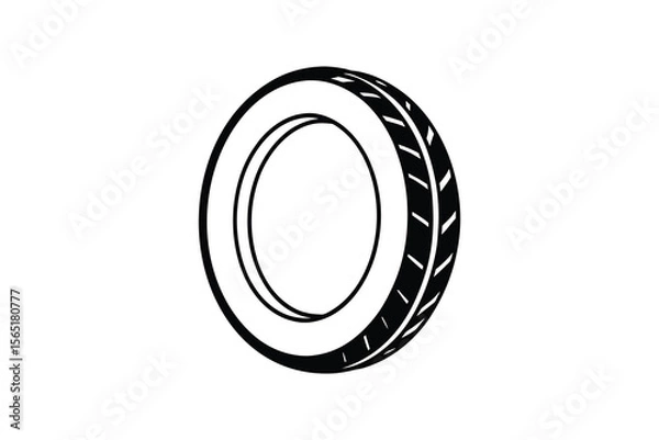 Fototapeta Simple Tire Silhouette Design with Tread Pattern for Automotive or Transportation Related Projects silhouette