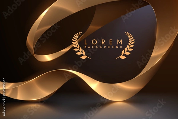 Fototapeta Abstract golden waved shape background