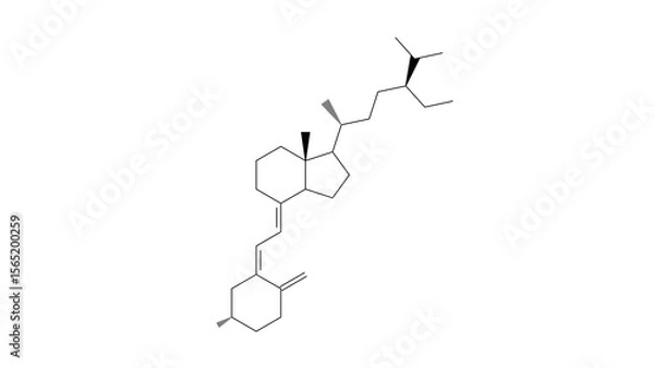 Fototapeta sitocalciferol molecule, structural chemical formula, ball-and-stick model, isolated image vitamin d analog