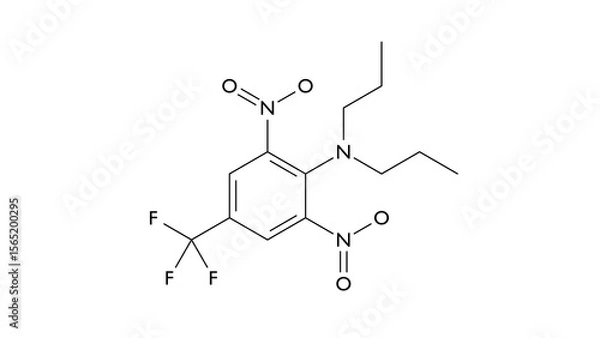 Fototapeta trifluralin molecule, structural chemical formula, ball-and-stick model, isolated image herbicide
