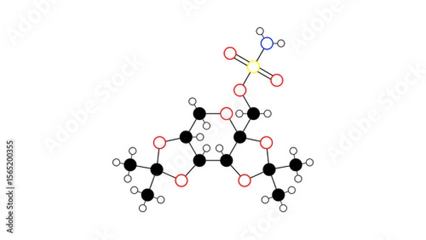 Fototapeta topiramate molecule, structural chemical formula, ball-and-stick model, isolated image antiepileptic agent
