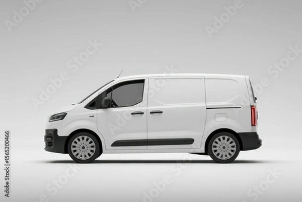 Fototapeta white van over white surface, with empty blank space for text copy space or mockup design, high detail, 8k