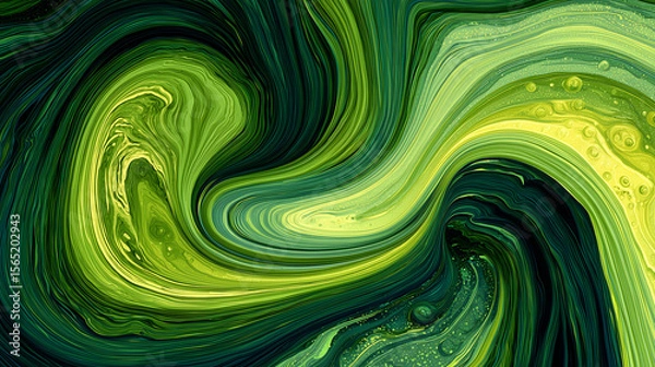 Fototapeta Abstract Green Background with Gradient Layers and Organic Flow