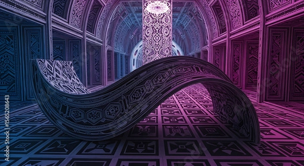 Fototapeta Abstract Architectural Design  Intricate Ornamentation and Curving Forms in a Digital Art Piece