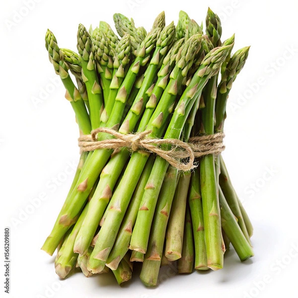 Fototapeta Fresh Green Asparagus Bundle, Rustic Twine Tied, Vibrant Spring Harvest, Healthy Food Image
