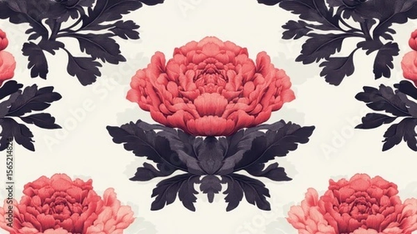 Obraz Ornamental floral design with deep leaves.