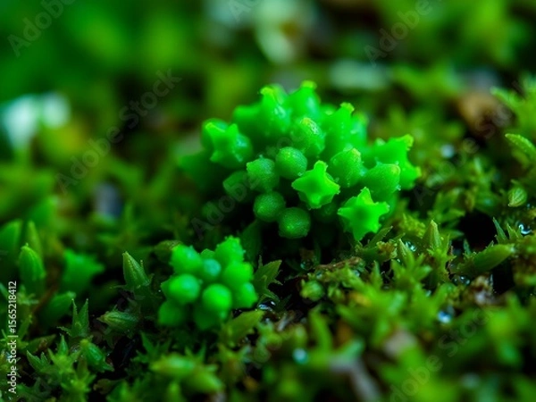 Fototapeta Green Algae Moss on Mossy Surface