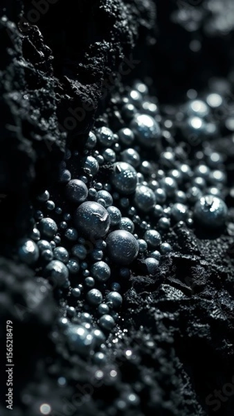 Fototapeta Close-up Stillness: Spherical Beads on a Dark Background