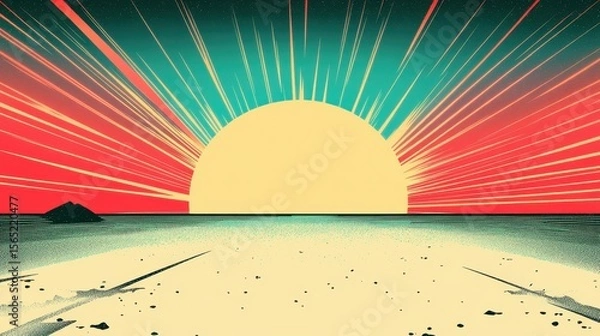 Obraz Sunrise over a tranquil beach scene.