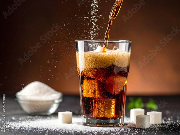 Obraz verre de boisson aromatisée et sucre