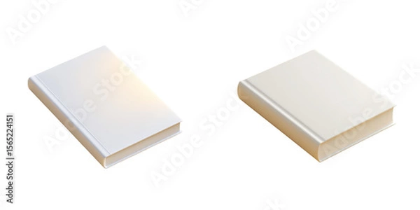 Fototapeta Two blank books, novel, mock up, paperback, nobody, publication, 3D rendering