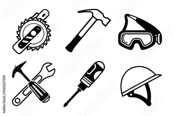 Fototapeta workshop icon set sihouette black vector bundle