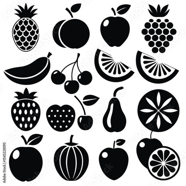 Fototapeta A set of fruits icon vector illustration