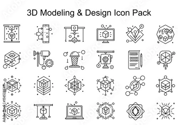 Obraz 3D Modeling & Design Icons