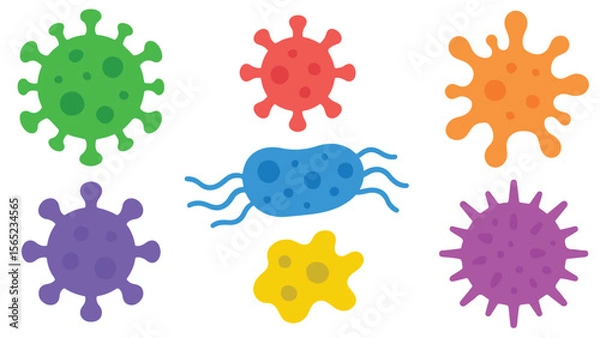 Fototapeta Virus and Bacteria Illustration Microscopic Pathogens Representing Disease, Germs, Infections, and Health Risks for Medical and Educational Use Germs and illness