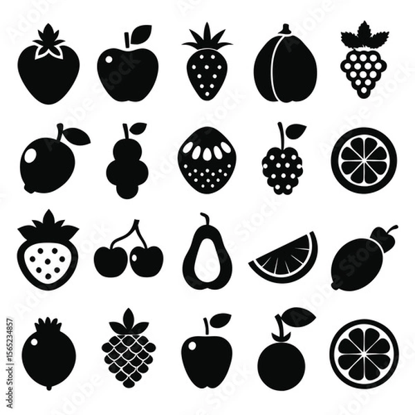 Fototapeta A set of fruits icon vector illustration