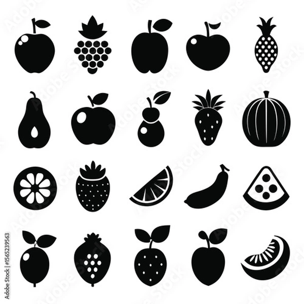 Fototapeta A set of fruits icon vector illustration