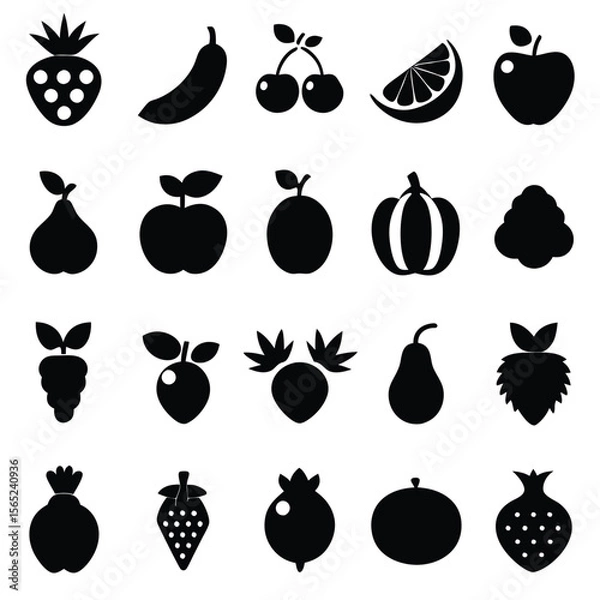 Fototapeta A set of fruits icon vector illustration