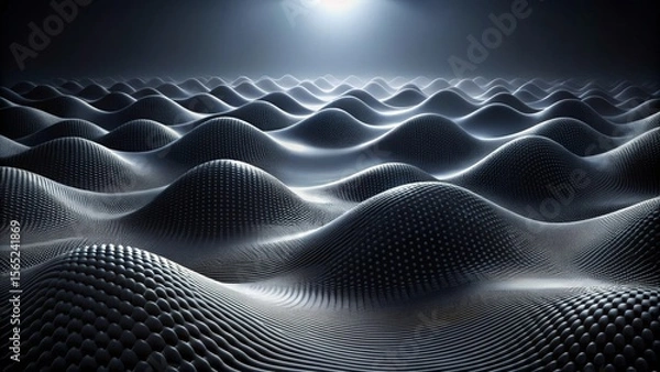 Fototapeta Abstract Undulating Surface with Dotted Texture and Soft Lighting, a Rendering of Smooth Hills and Valleys