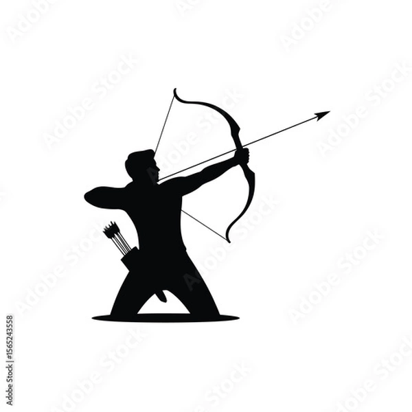 Obraz Archer drawing a bow silhouette vector
