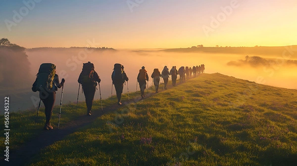 Fototapeta Scenic Trails and Community Spirit at the Isle of Wight Walking Festival, England