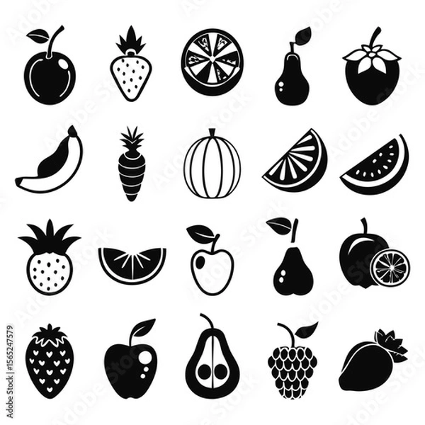 Fototapeta A set of fruits icon vector illustration