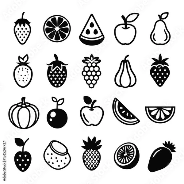 Fototapeta A set of fruits icon vector illustration