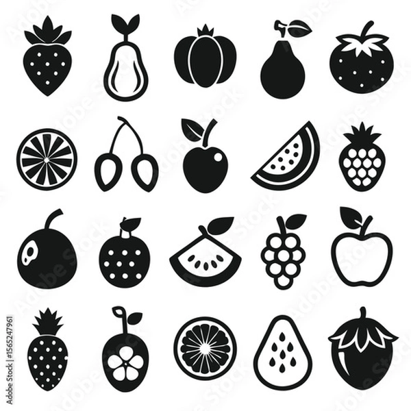Fototapeta A set of fruits icon vector illustration