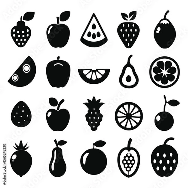 Fototapeta A set of fruits icon vector illustration