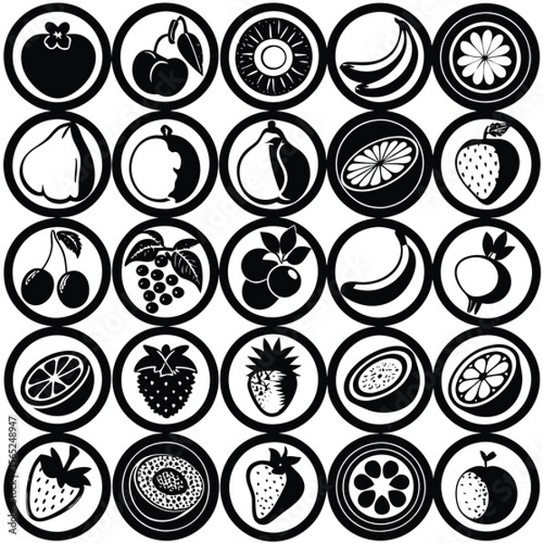 Fototapeta A set of fruits icon vector illustration