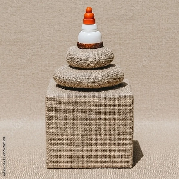 Fototapeta Stacked Beige Canvas Items with Clean Lines and Photorealistic Style